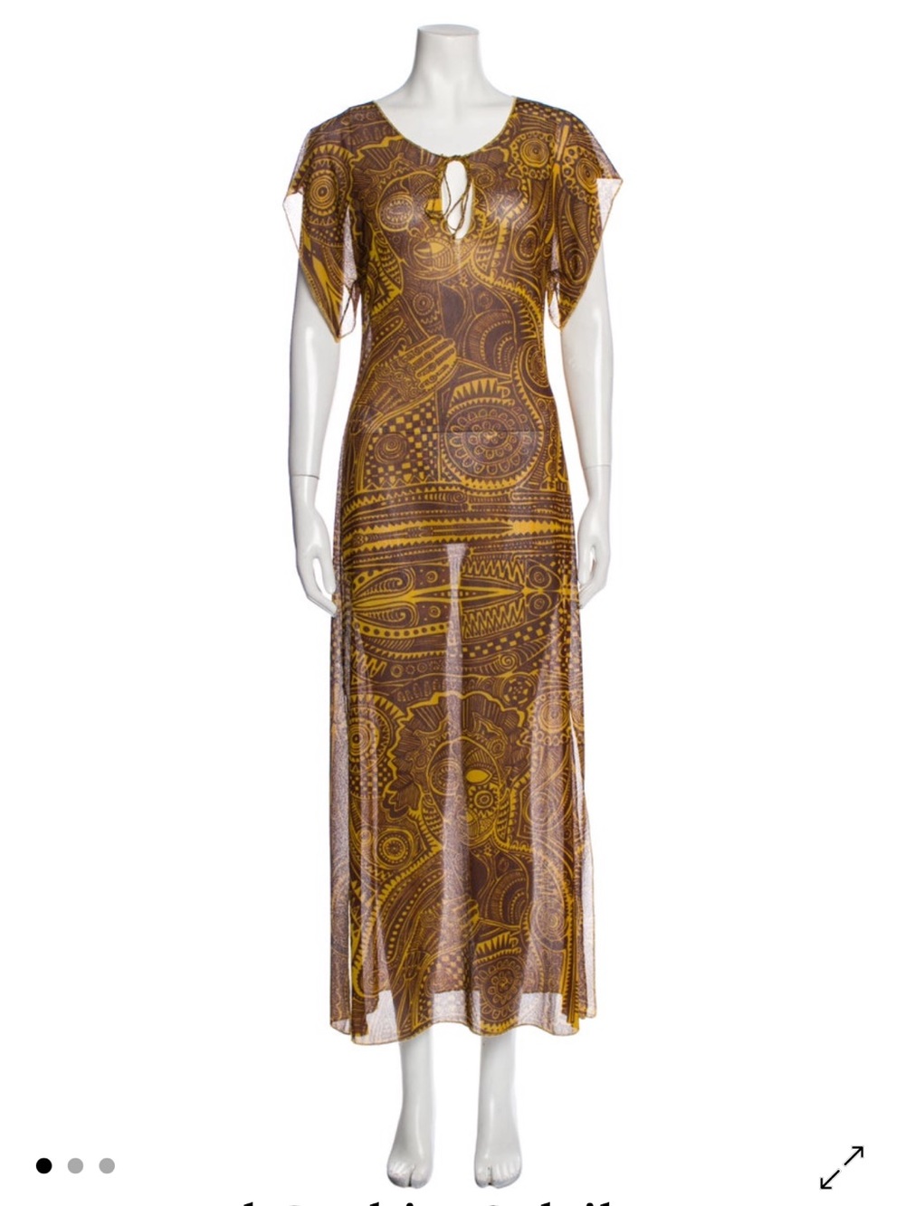 Vintage Jean Paul Gaultier Brown and Yellow tribal Maxi dress